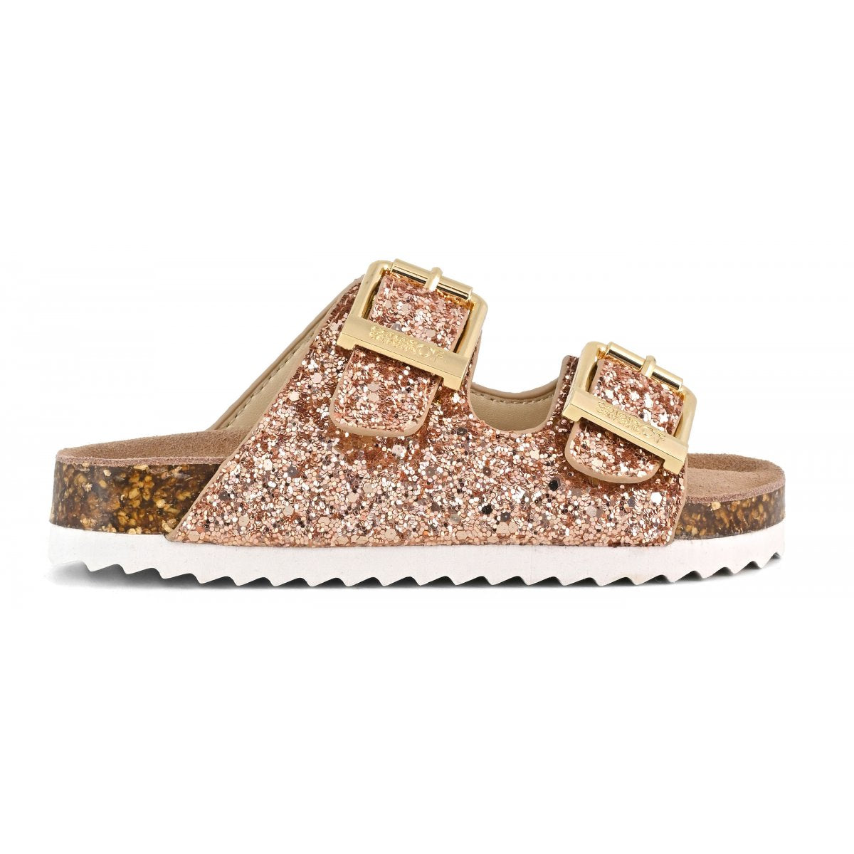 SANDALO GLITTER CON FIBBIE IN METALLO
