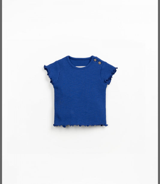 T-shirt in costina con arricciature