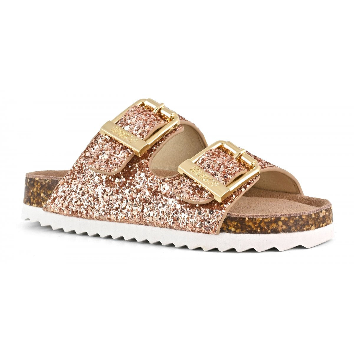 SANDALO GLITTER CON FIBBIE IN METALLO
